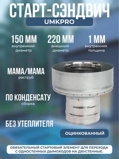 Старт-сэндвич Х М-М, ф 150х220, AISI 439 Оц, 1,0мм 0,5мм