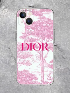 Чехол прозрачный для iPhone 14 Dior Розовый