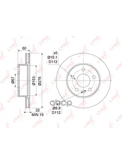 Диск тормозной передний MB Vito W638 96-03 Vent.D=276mm LYN