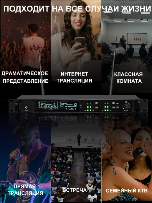 RODEOSONIDO Беспроводная микрофонная система, два микрофона,UHF, вариант, фото 6