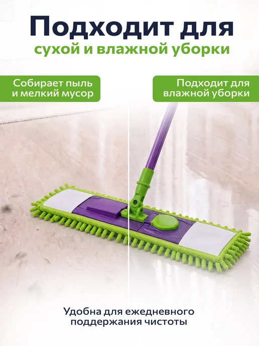 PERFECTO LINEA Швабра для пола Concept с насадкой из шенилла, зеленый, фото 4