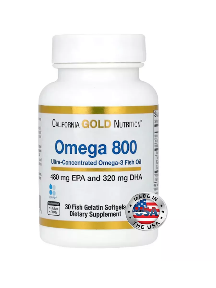 Омега 800 ультраконцентрированный рыбий жир с омега-3 California Gold Nutrition купить по цене 2 121 ₽ в интернет-магазине Wildberries | 255686831