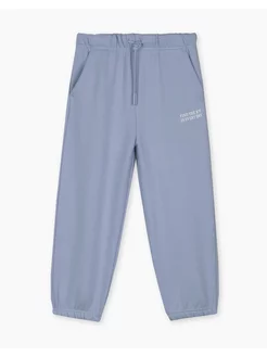 Синие спортивные брюки Baggy с принтом