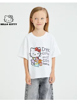 Белая футболка oversize с принтом Hello Kitty