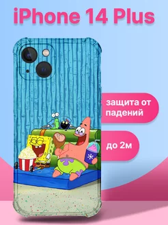 Чехол на iPhone 14 Plus силиконовый Спанч Боб