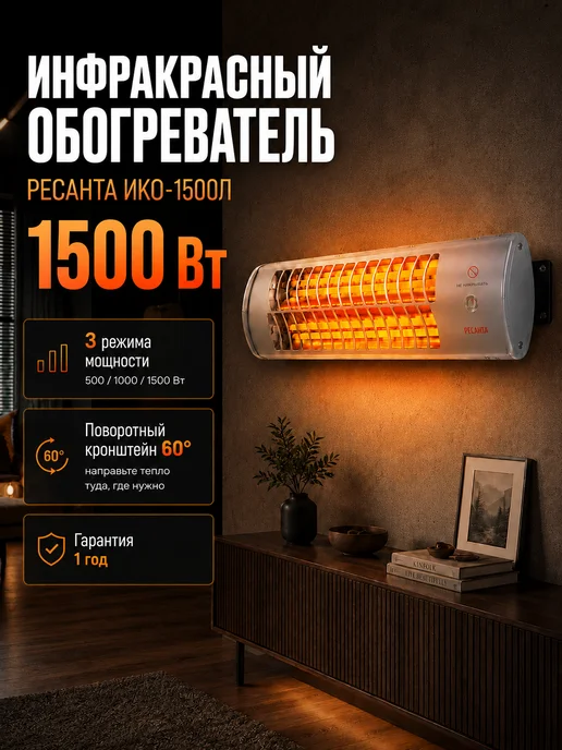 Инфракрасный обогреватель для дома настенный ИКО-1500Л