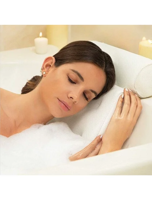 yes comfort Подушка для ванны на присосках подголовник для ванны, голубой, фото 3