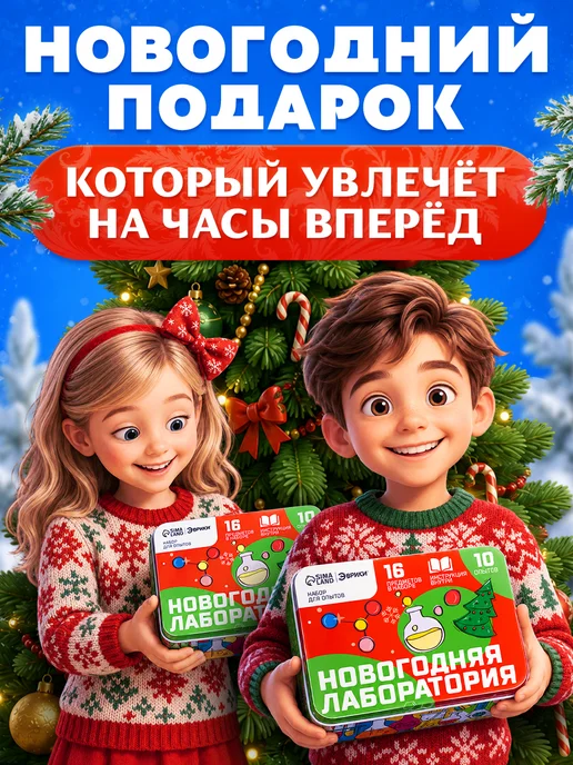 Эврики Большой набор опытов 10 в 1 Новогодняя лаборатория, белый, фото 2