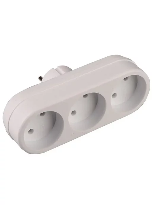 General Lighting Systems Тройник сетевой разветвитель MAX ток 16А, 3 розетки, белый, фото 2