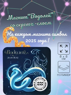 Магнит новогодний "Водолей" со скретч-слоем