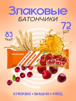 Батончик злаковые "Клюква, вишня и мед" 25г MUST HAVE 72шт