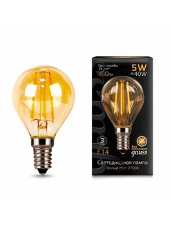 Лампа Filament Шар 5W 400lm 2700К Е14 golden LED 10580