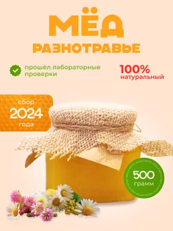 Мед разнотравный в стеклянной банке (сбор 2024г ) 500 г