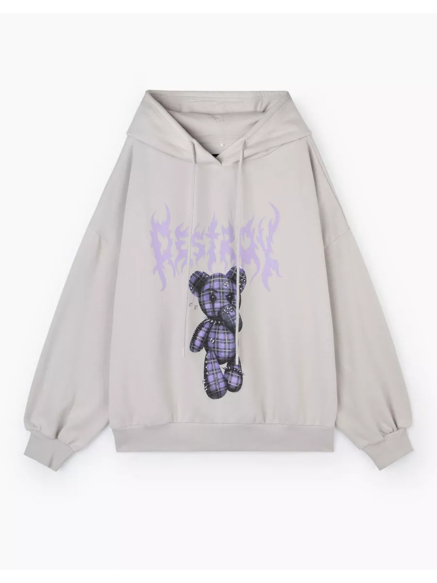Светло-серое худи oversize с...
