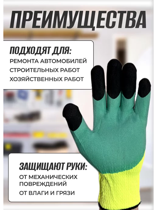 hand soul Перчатки рабочие теплые зимние с покрытием, голубой, фото 2