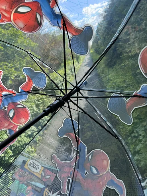 Umbrella World Зонт трость прозрачный человек паук, вариант, фото 5