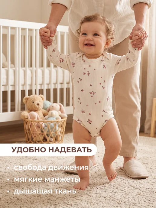 Rabiko Боди для новорожденных девочек, белый, 3 шт, фото 3