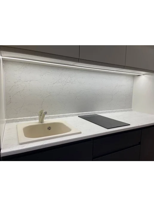 ULTRADECOR Фартук кухонный на стену 1200х600х6мм Мрамор Марквина белый, белый, фото 6