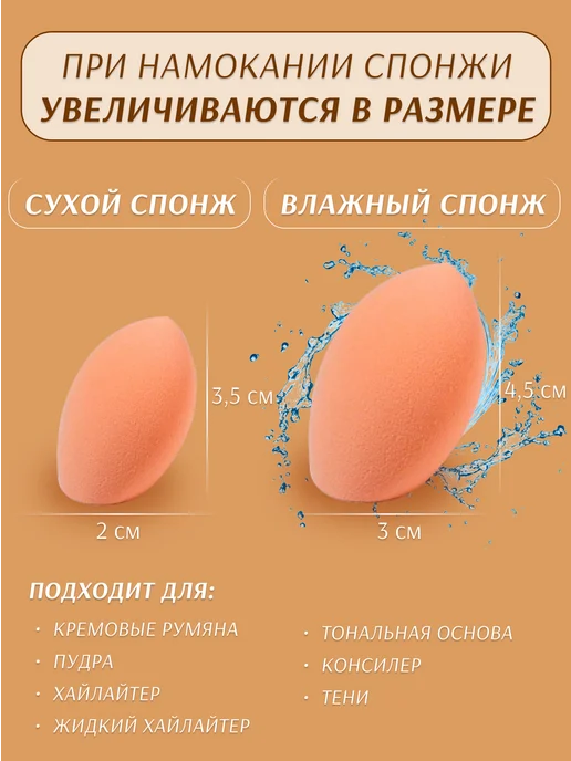 QF Набор спонжей для макияжа, бежевый, фото 2