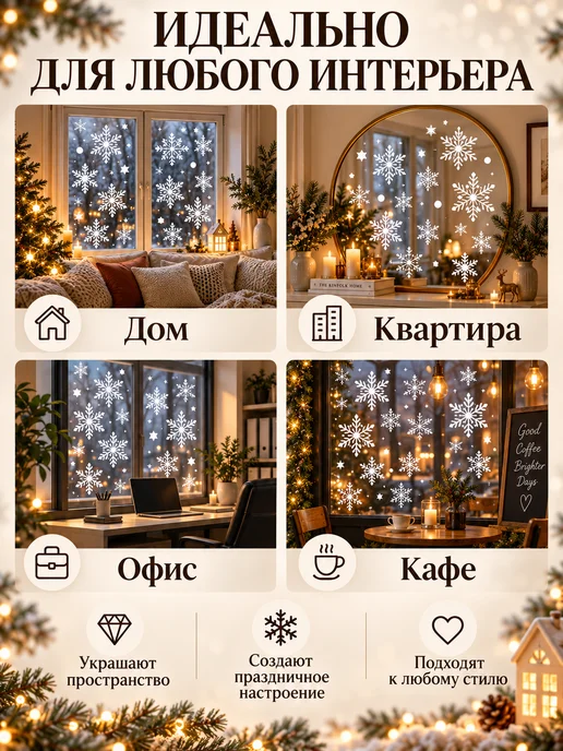 КiМ Наклейки на окна новогодние, вариант, фото 3