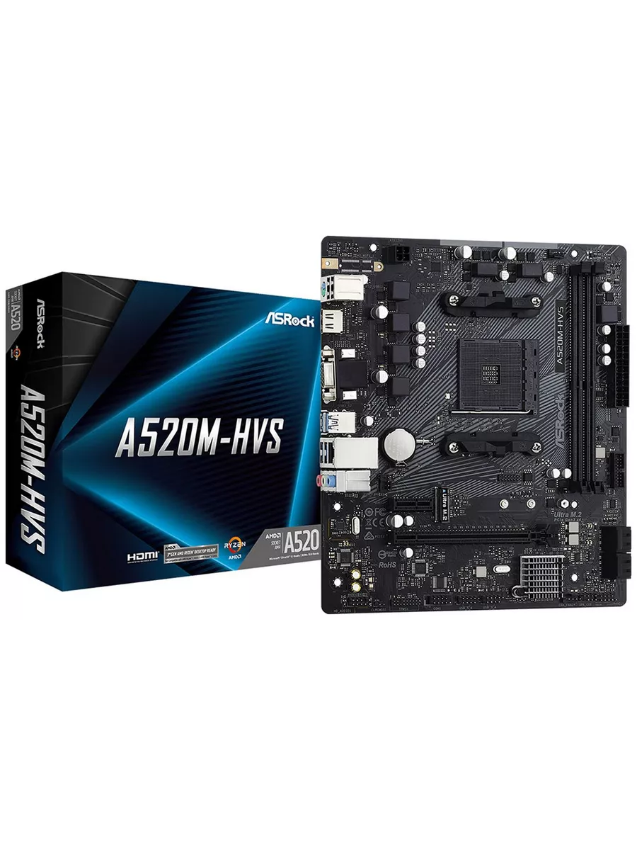 ASRock Материнская плата A520M-HVS (AM4, mATX)