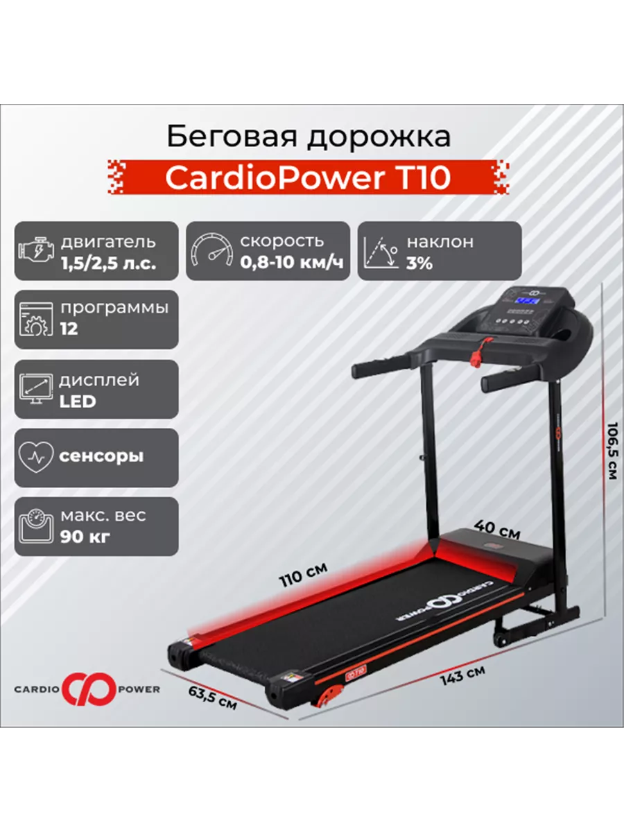 Беговая дорожка CardioPower T10 CardioPower 256574997 купить за 26 783 ₽ в интернет-магазине Wildberries