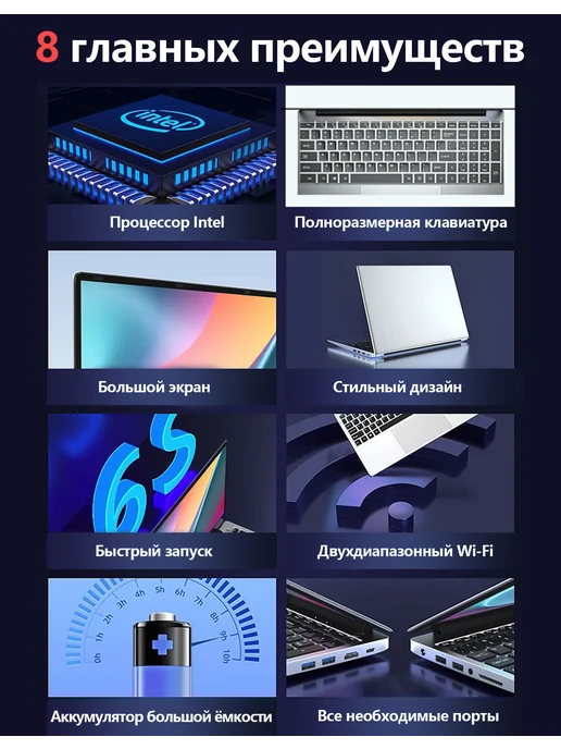 Cooyes Ноутбук для работы и учебы 15.6" N5095A 8 ГБ 256 ГБ M.2 SSD, 8 ГБ, 256 ГБ, фото 3