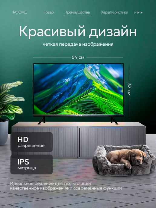ROOME Телевизор 24 дюйма 24H423N, черный, фото 2