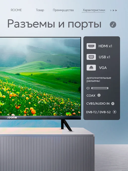 ROOME Телевизор 24 дюйма 24H423N, черный, фото 3