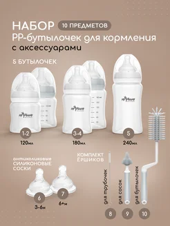 Набор бутылочек для кормления новорожденных Miyoumi 256601625 купить за 2 997 ₽ в интернет‑магазине Wildberries