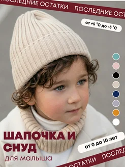 Демисезонный комплект детская шапочка и снуд