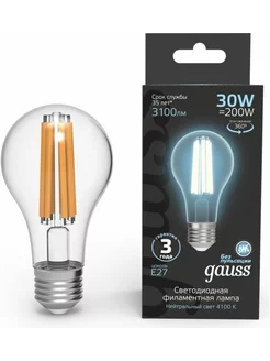 Gauss Лампа Filament А70 30W 3100lm 4100К Е27 LED 1/10/40 10 Gauss 256695545 купить за 2 133 ₽ в интернет-магазине Wildberries