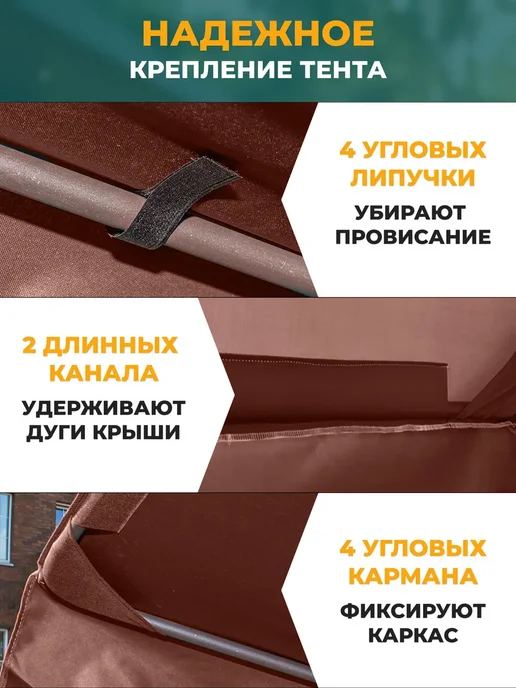 Fler Тент для качелей (200х120см) зеленый, 200x120 см, коричневый, фото 3