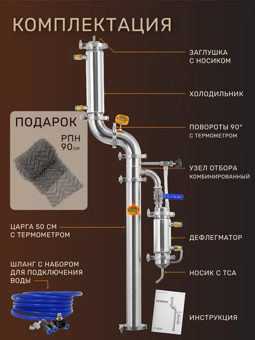 ГрадусОК.рф Бражная колонна для самогонного аппарата 2 дюйма Русич, серый, в упаковке 7,5 кг, фото 2