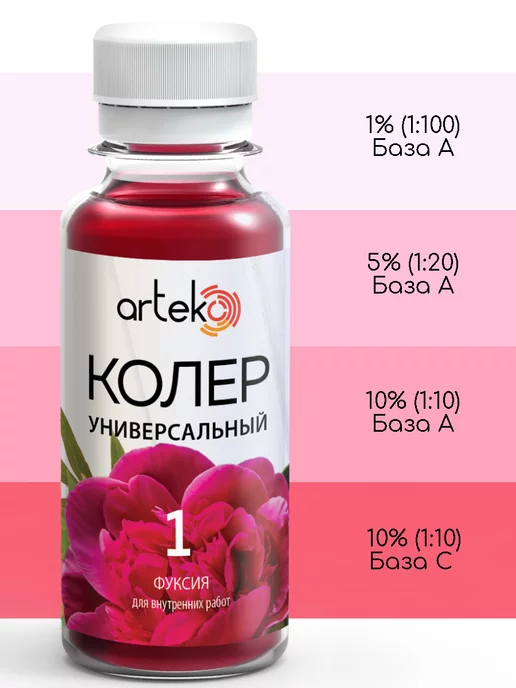 Arteko Колер для краски универсальный паста "Фуксия" 100мл, 100 мл, фото 2