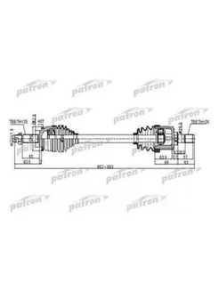 Полуось передняя левая (25x652x52,5x25)