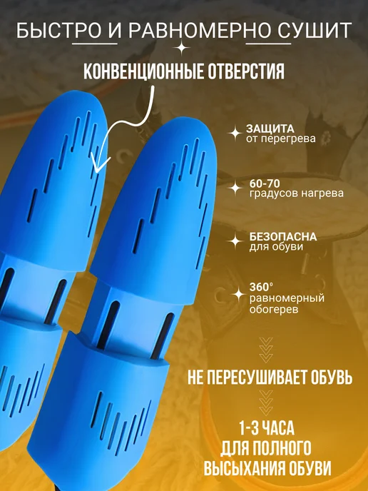 Сушилка для обуви электрическая раздвижная СИНЯЯ, синий, фото 3