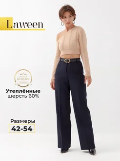 Брюки палаццо классические прямые утепленные Laween 257139890 купить за 2 998 ₽ в интернет-магазине Wildberries