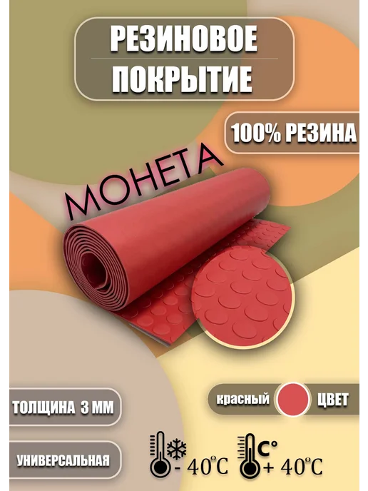 Резиновое покрытие 1х1м "Монетка", 1 м