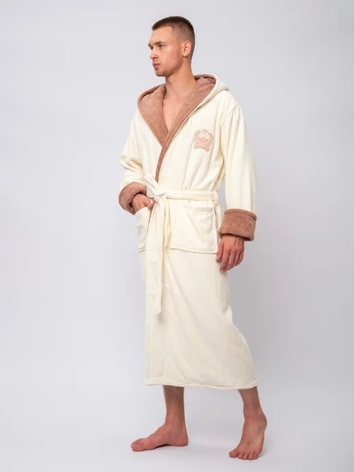 DINAR TEXTILE Халат домашний банный с капюшоном, белый, фото 2