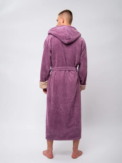 DINAR TEXTILE Халат домашний банный с капюшоном, фиолетовый, фото 3