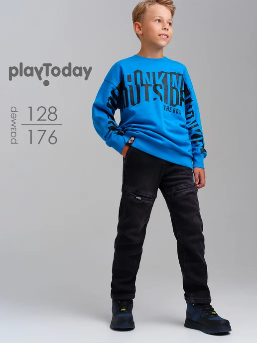 PlayToday Джинсы regular fit утепленные флисом, серый