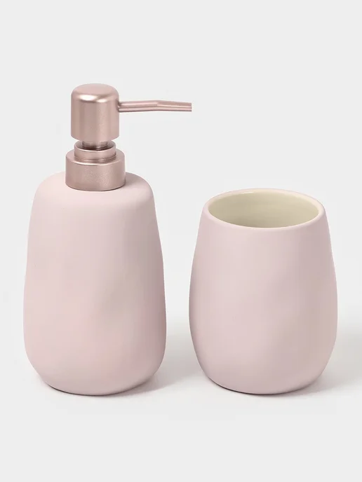 SAVANNA Набор для ванной Soft, 2 предмета (мыльница, стакан), розовый