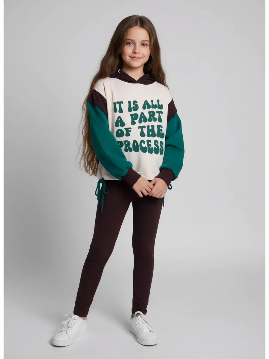 Худи + леггинсы, White Swan 12-0000/Seal Brown 19-1314