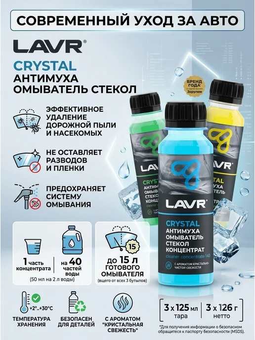 LAVR Омыватель стекол Green Анти Муха концентрат 125мл. LN1220, 125 мл, фото 6
