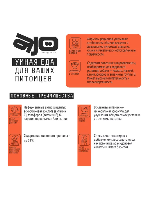 Сухой корм AJO Молодых для собак, щенки, 12 кг, фото 2