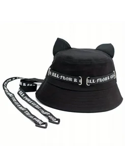 Gothic Cat Streamer Bucket Hat – стильный и солнцезащитный