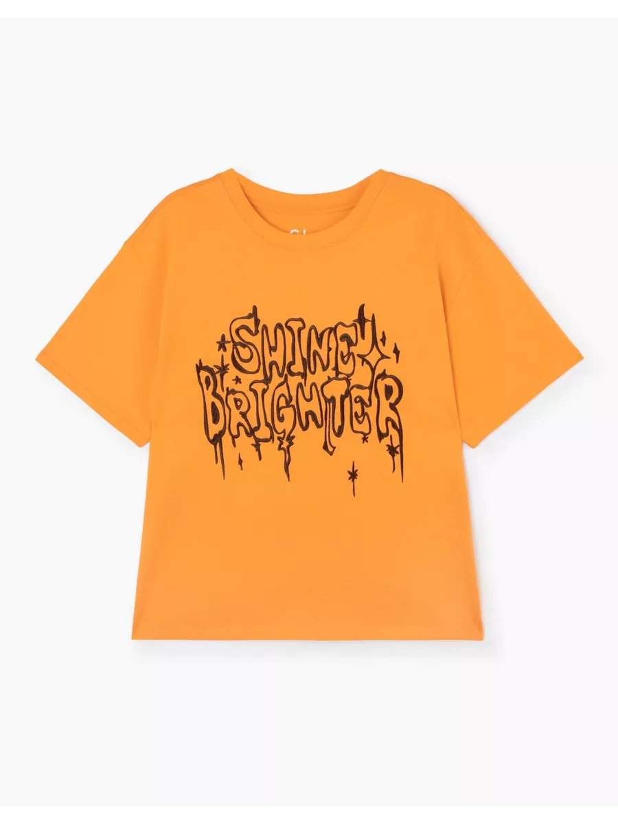 Оранжевая футболка oversize с...