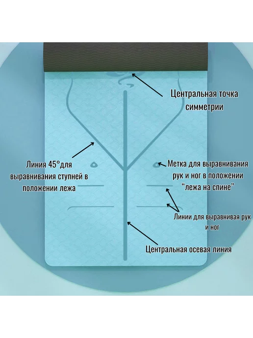 YOUSIMAI Коврик для йоги, голубой, фото 3
