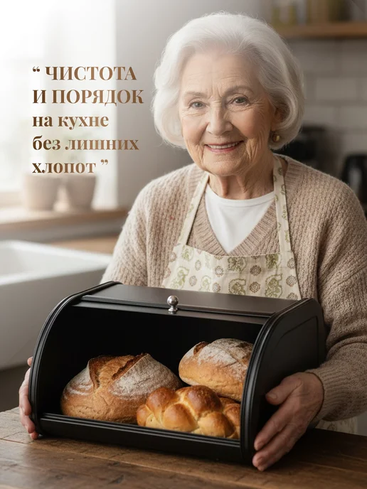 Прайм Хлебница металлическая с крышкой, 30.5х26.5х17 см, 30.5x26.5x17 см, фото 4